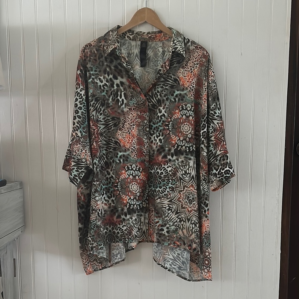 Chico’s Oversized Multicolor Tunic Top GUC sz 16 - Picture 3 of 14